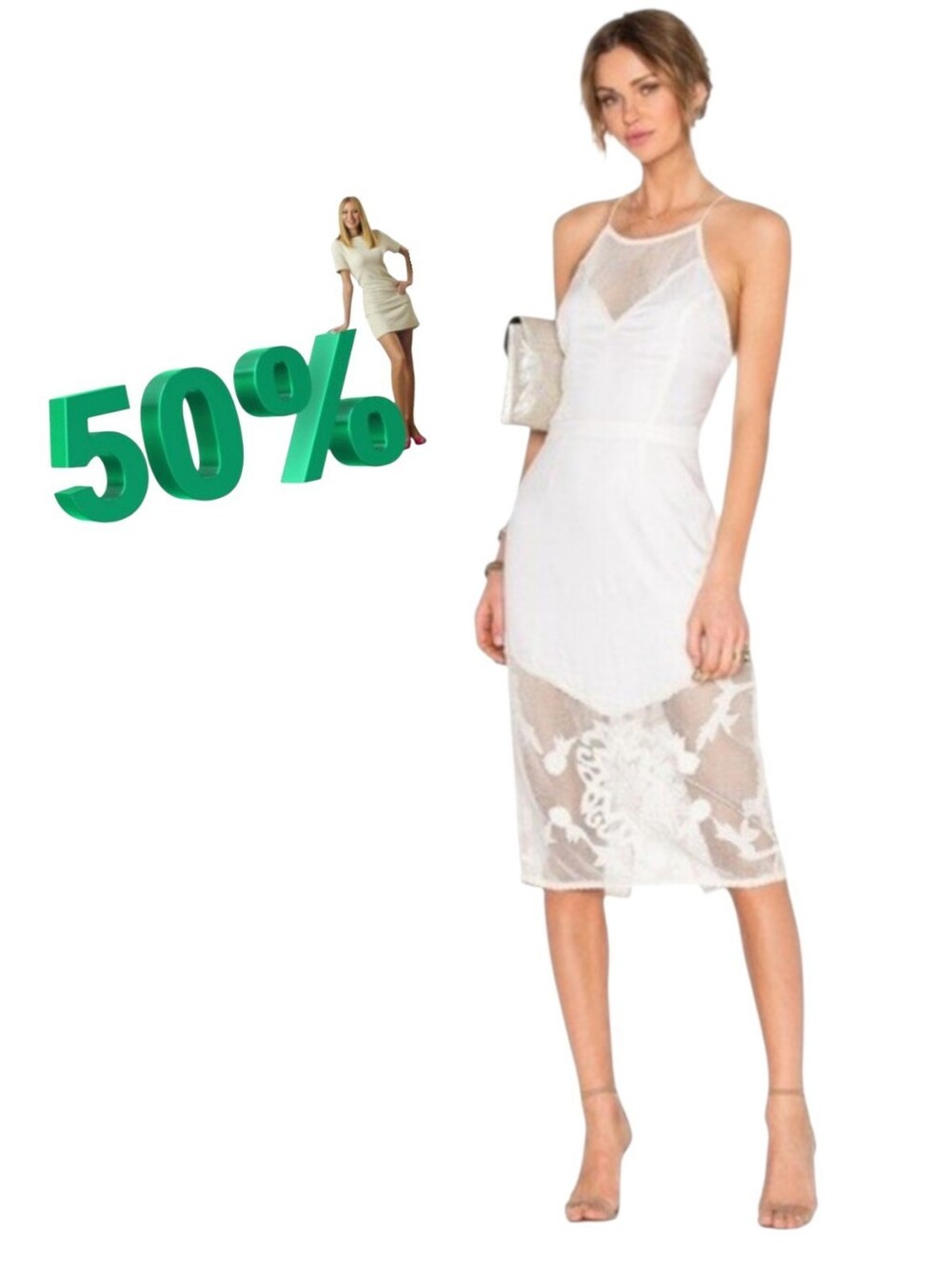 Lovers + Friends Secret Love White Mesh Crochet Embroidered Midi Dress sz M